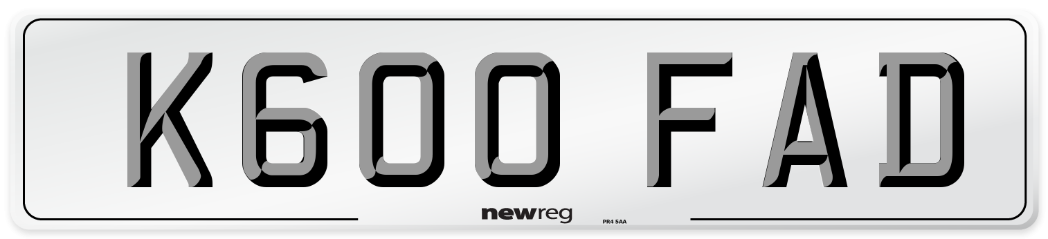 K600 FAD Number Plate from New Reg